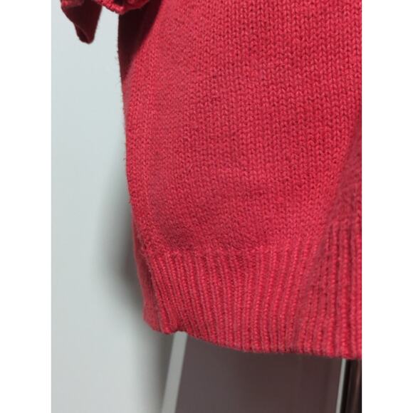 VTG Work In Progress Hong Kong Red Sweater Beaded Leather Heart 80s M - Picture 6 of 13